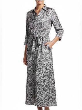 J.McLaughlin Paloma Leopard Print Silk Blend Shirtdress